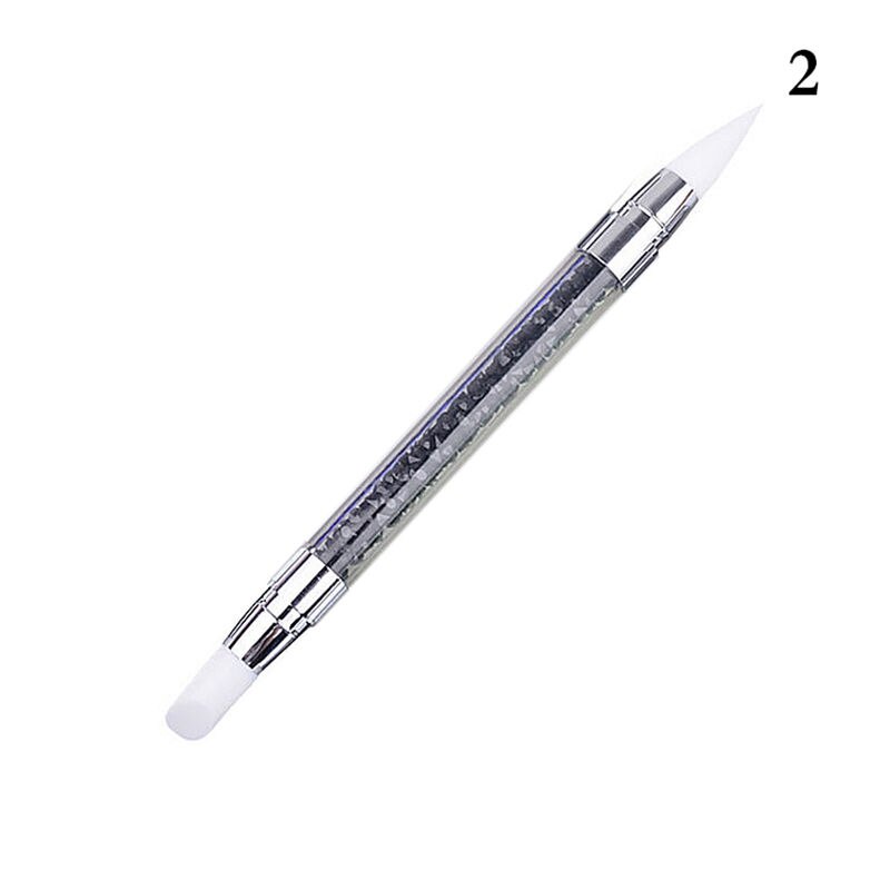 Diamantbroderi dobbelthoved spids borepen prik male spids pen nail art rhinestone picker voks blyant krystal håndtag værktøj: Sort