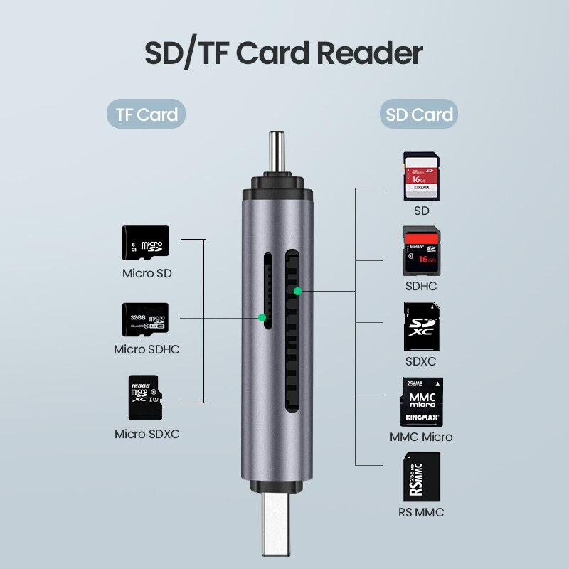 Ugreen-lector de tarjetas USB tipo C a SD, Micro SD, TF, OTG, Accesorios para ordenador portátil, adaptador de tarjeta SD de memoria inteligente USB 3,0