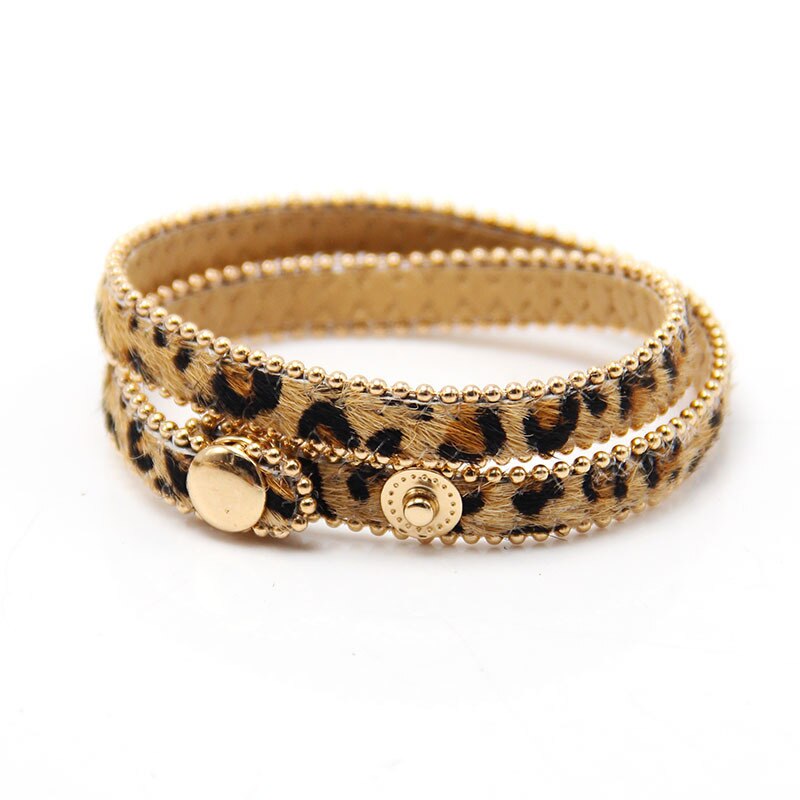 Spring Button Adjust Bracelet Multicolor Leopard Print Fine For Women