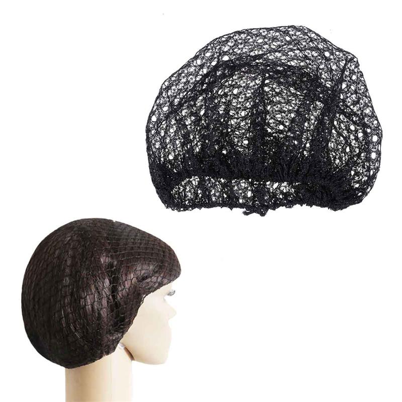 12 Pcs Disposable Mesh Cap Black Hair Net Caps Elastic Free Size Head Covers for Cosmetics Kitchen Cooking Home