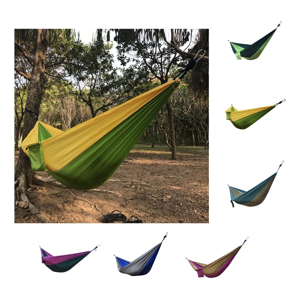 Hamaca de Camping de Nylon de paracaídas portátil ligera de 2 personas para mochilero, viaje, playa, patio 8,86 pies (L) x 4,6 pies (W)