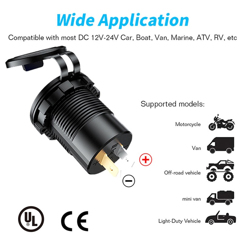 12V-24V ładowarka samochodowa USB QC3.0 5V 3A USB automatyczny gniazdo szybkie ładowanie PD Port zapalniczki wodoodporna 12V ładowarka accesori