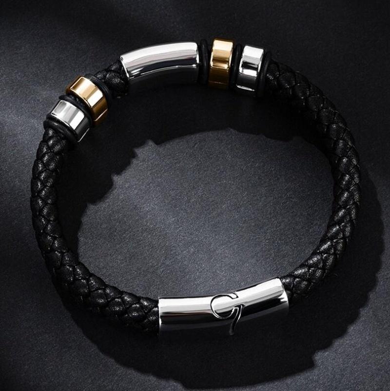 Trend preto tecido couro envolto pulseira metal fecho magnético para homem jóias casuais