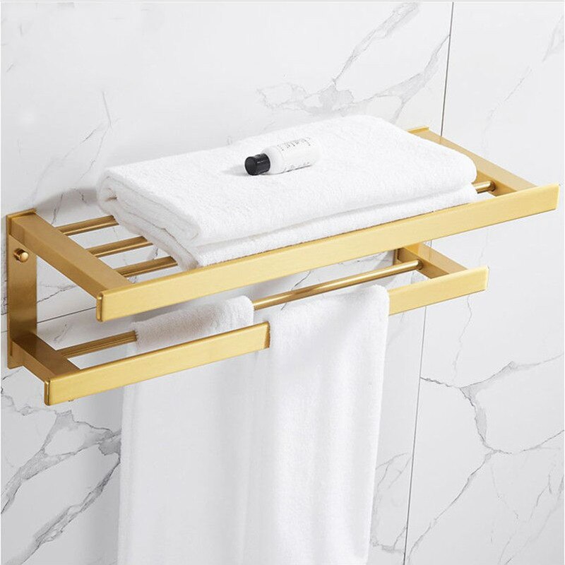Bathroom Hardware Set Square Brushed Gold Bath Hardware Set Stainless Steel Towel Rack Paper Holder Gold Hardware Sets