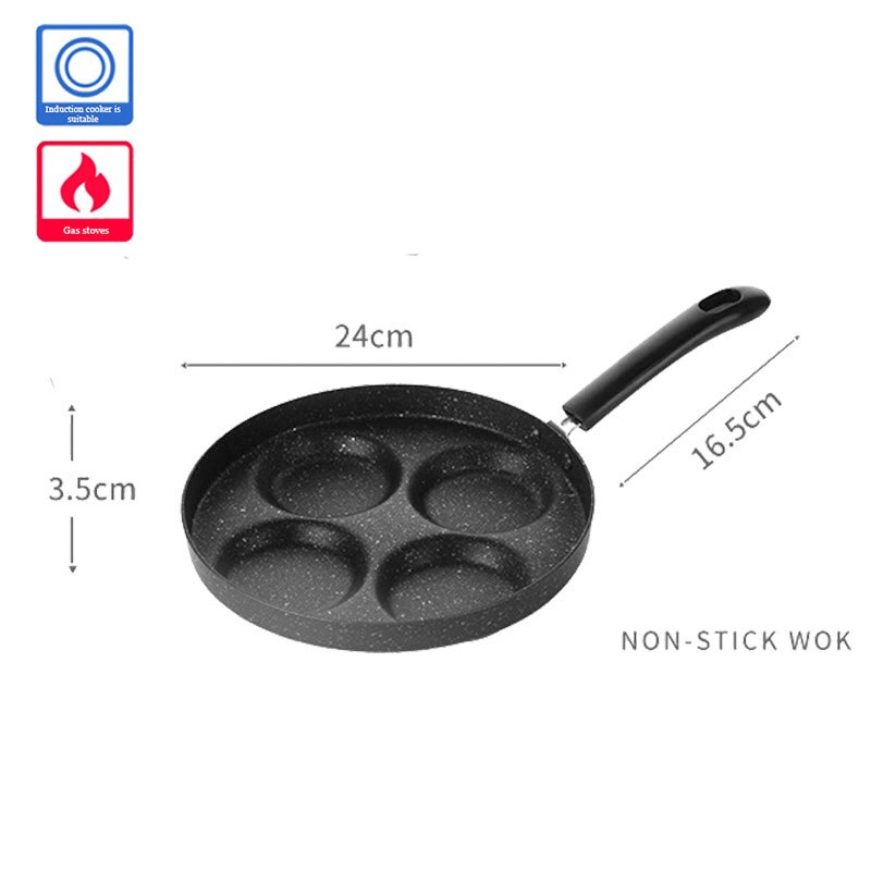Induktionskomfur fire huls stegepande til æg pandekage bøf kogegryde non-stick morgenmad grill pande omelet gryde: 24 cm type 1