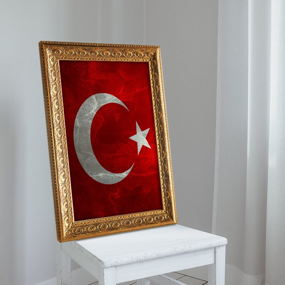 Turkse Vlag Goud Vergulde Omlijst A3 Tafel: Default Title