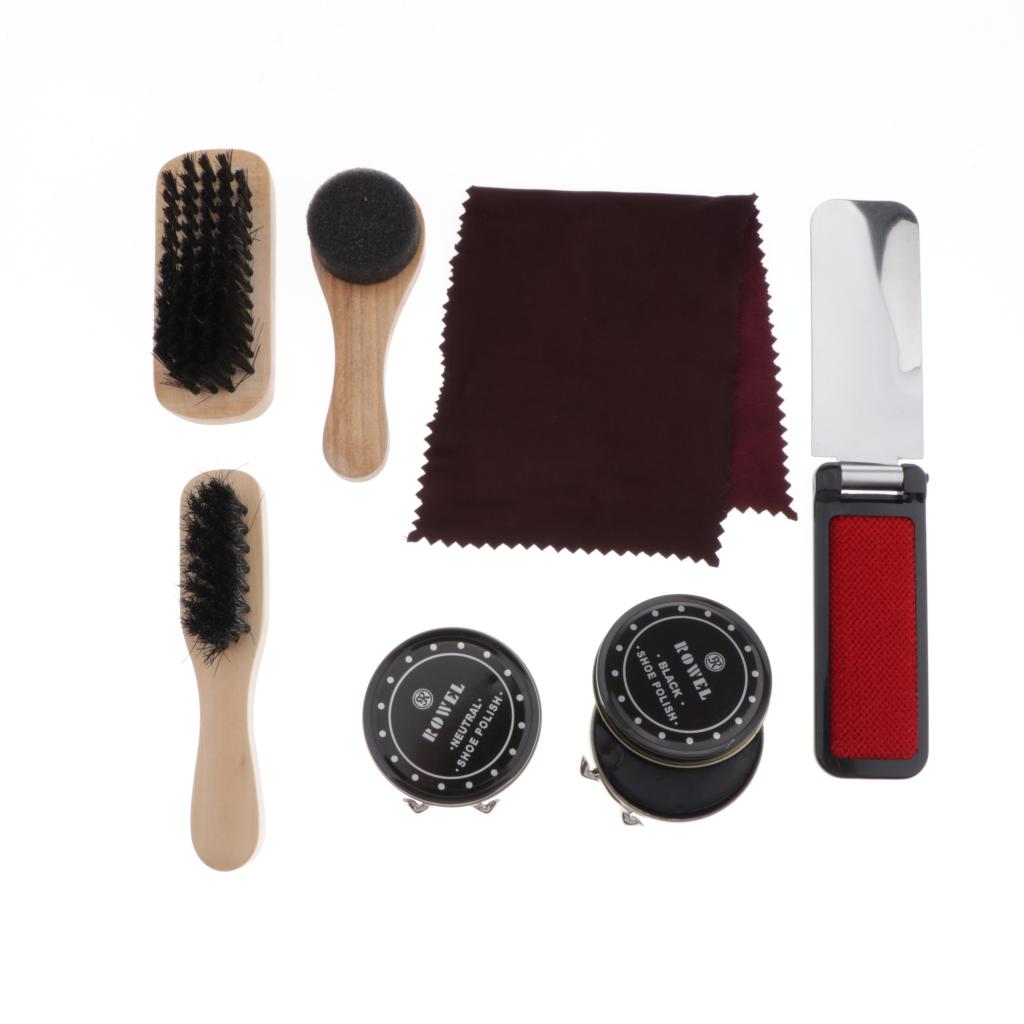 7pcs Portable Shoe Cleaning Kit Shoe Care Set Busts Set Leather Care Shoe Complete Cleaner Kit Shine Polish Brushes