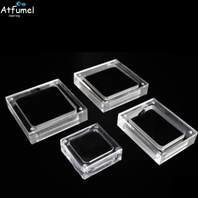 Acrylic Diamond Jewelry Storage Box Transperant Magnet Lid Bracelet Pendant Ring Earring Display Case Gem Stone Box