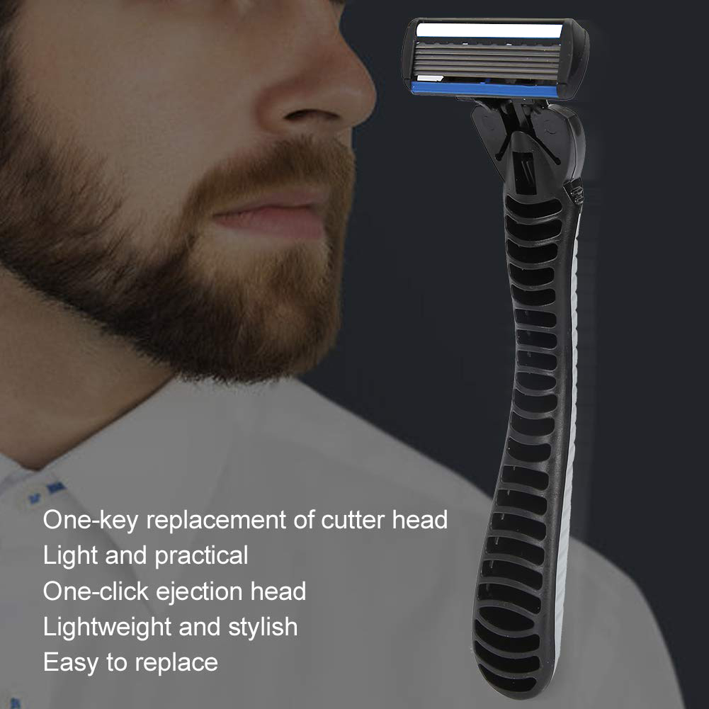 Handmatig scheermes voor mannen, zeslaags mes, roestvrijstalen mesjes, geen huidbeschadiging, ouderwetse mesjes, scheerkoppen