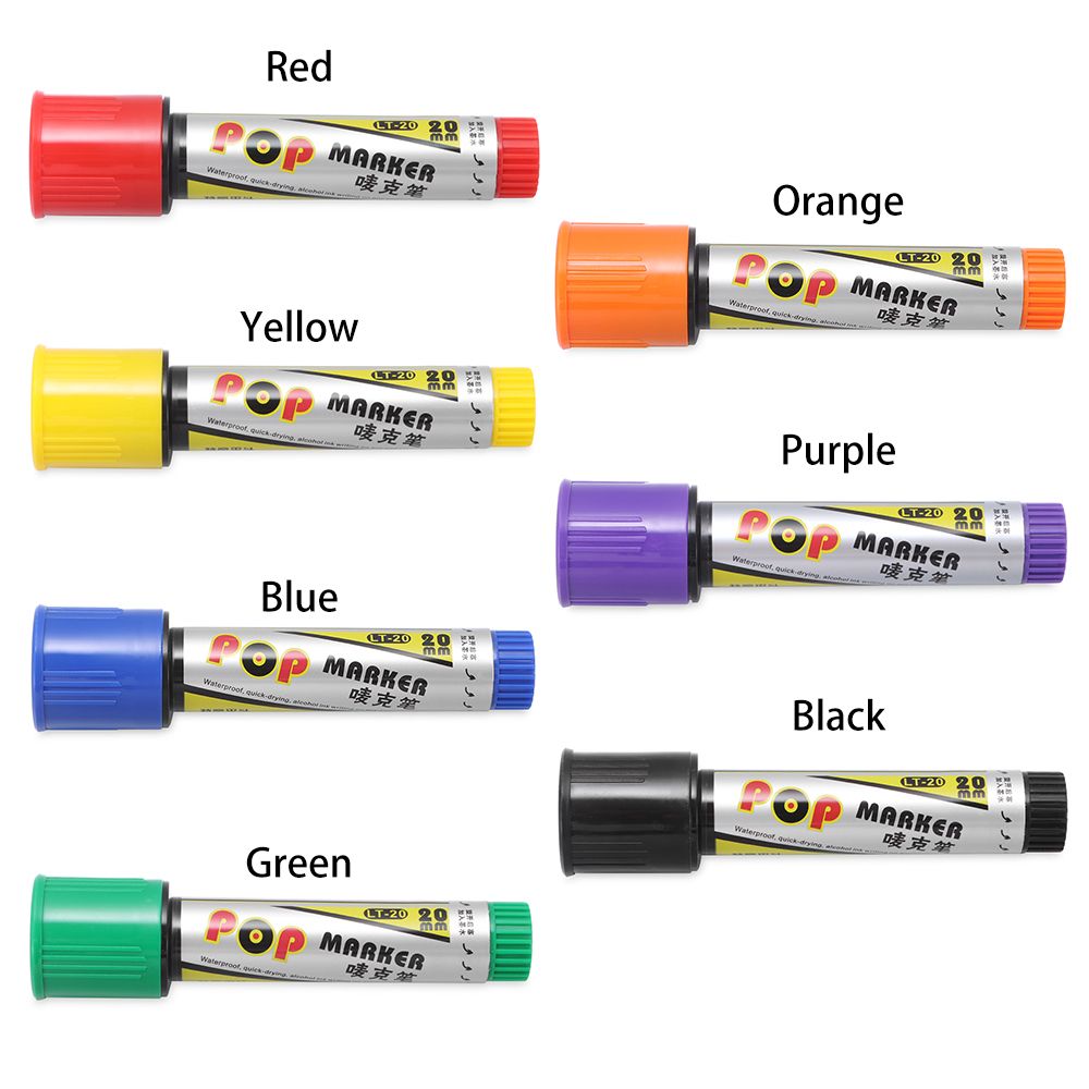 Rotulador permanente de pintura a prueba de agua POP de 20mm, marcadores de Graffiti rellenables para dibujo, póster, suministros escolares de oficina