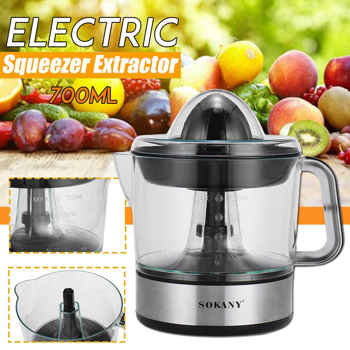 SOKANY-exprimidor eléctrico para el hogar, Extractor de frutas, naranja, limón, 700ml