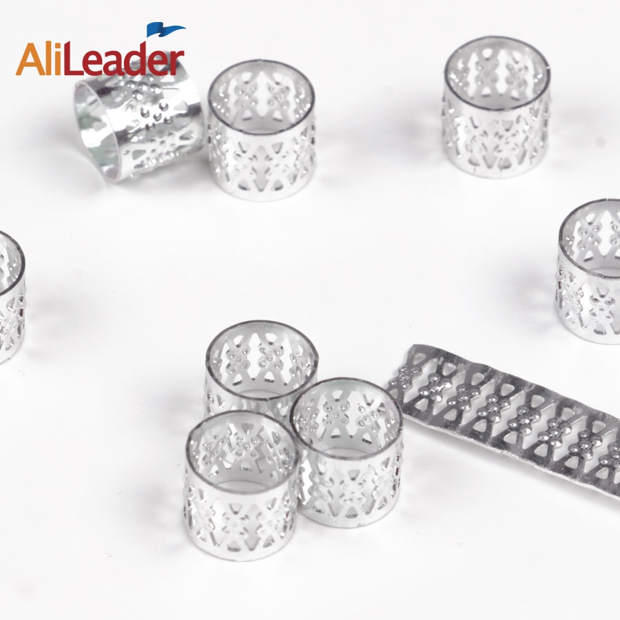 Alileader-perles tubulaires de tresses, anneaux argent doré, bague, bijoux bague, redoute, perles de tresse ajustable, pour cheveux creux