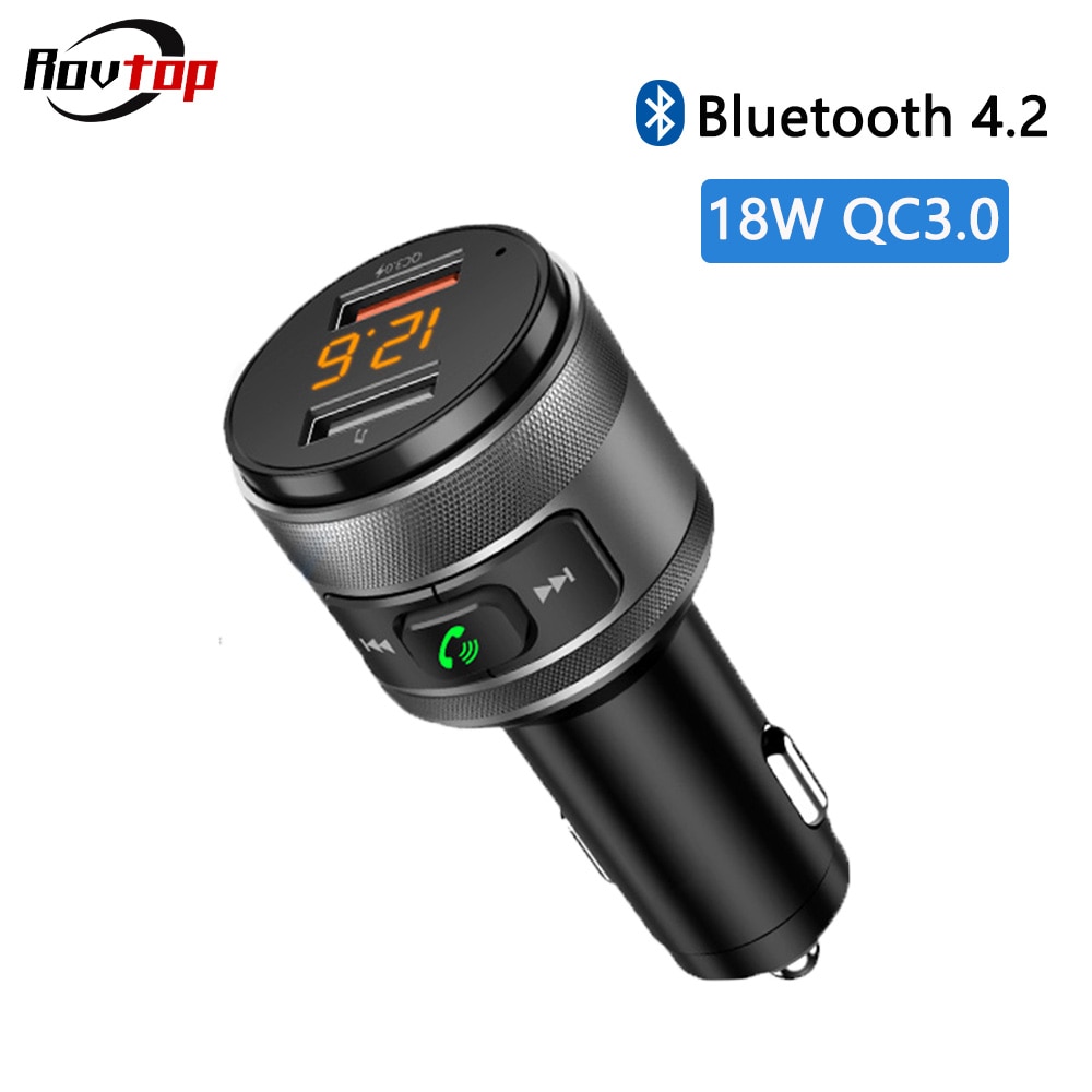 C57 Car Fm Transmitter Bluetooth 4.2 Car Charger QC 3.0 Car Charging Fast Charger QC3.0 Hands-free Dual USB Smart Chip Charger