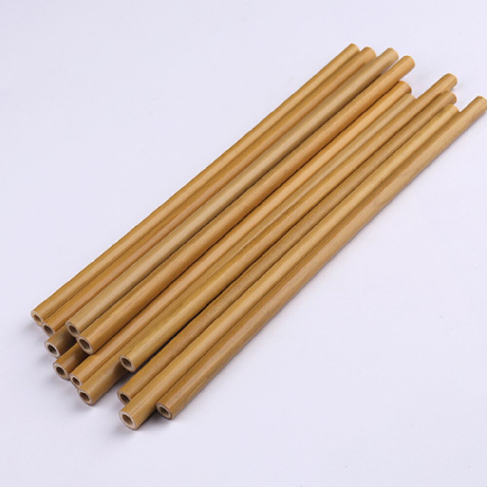 Eco-friendly Natural Bamboo Straws, Sustainable Bamboo Reusable Straws, with Straw Cleaner and Paper Box, 10pcs