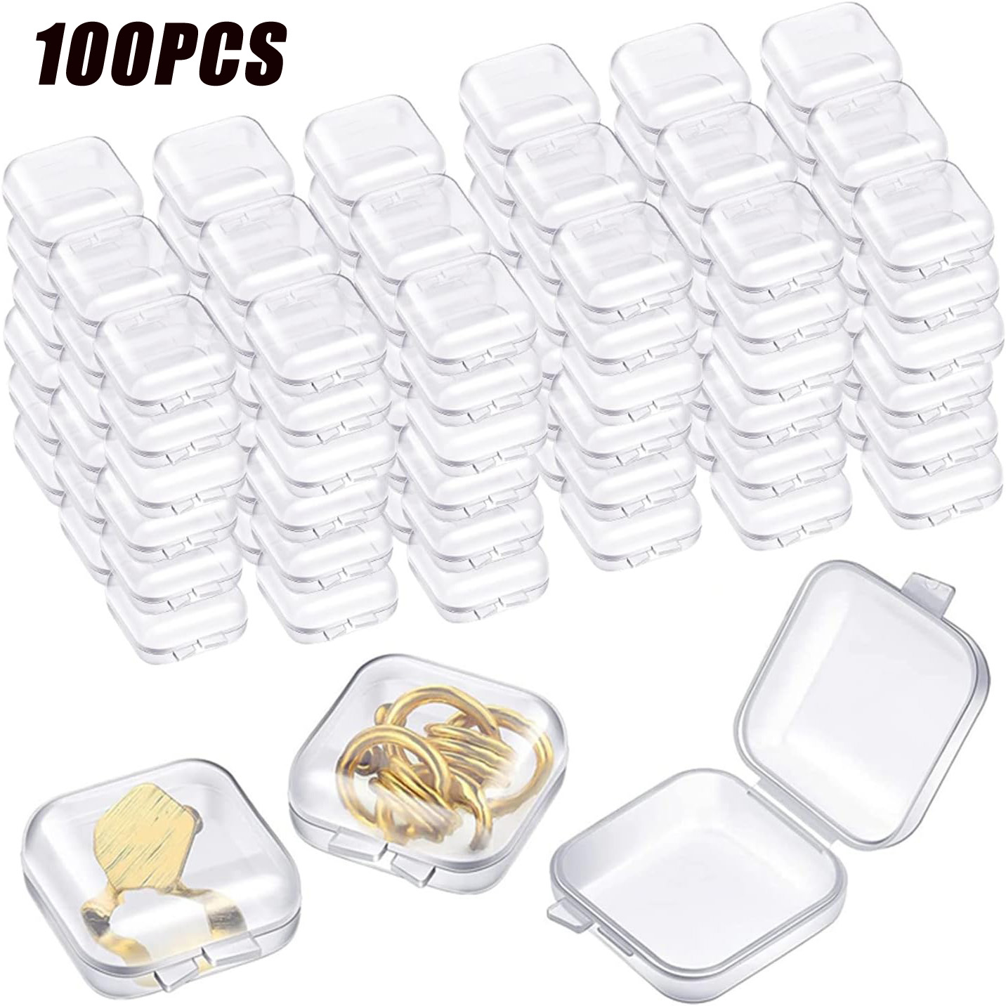 10/100pcs Mini Clear Plastic Jewelry Box earring storage box Small Storage Containers Transparent Jewelry Holder for Necklaces