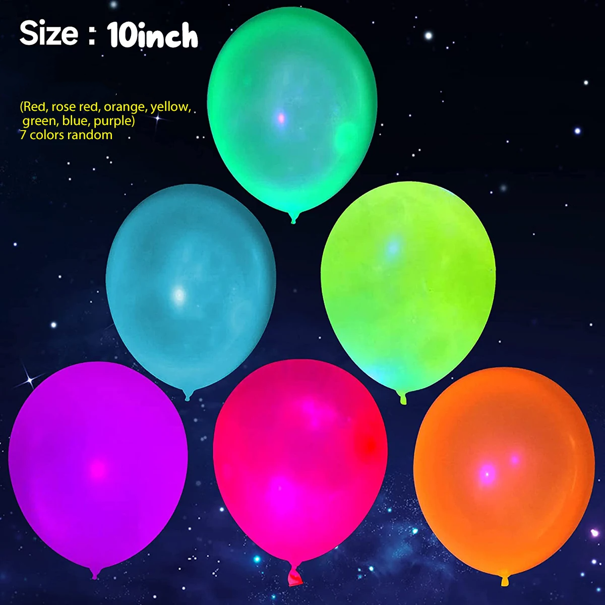 12 pièces ballons lumineux néon réutilisables lueur dans la nuit ballon néon lueur ballon de fête 6 couleurs fluorescentes décor de fête d'anniversaire enfants