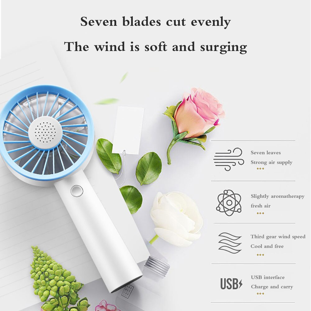 Portable Handheld Fan Aromatic Small Fan Three Modes 2000mah Built-In Battery Detachable Base Mini Cooler USB Rechargeable Fan