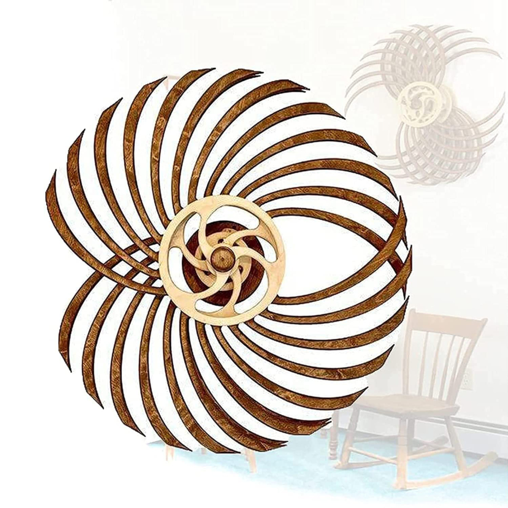 3D Energy Wall Rotating Windmill Wooden Sculpture Kinetic Geometric Patterns Exquisite Structural For Home Decoration Ornaments