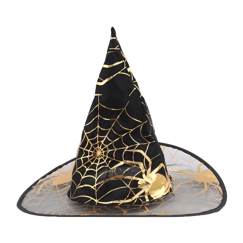 Børn voksenheks hat til halloween edderkoppespind trykt kostume tilbehør halloween forsyninger fest hatte børnefest