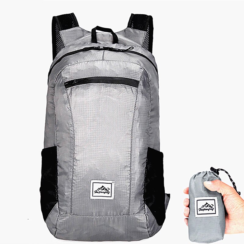 20l lichtgewicht draagbare opvouwbare rugzakken, waterdichte rugzakken, opvouwbare tassen, outdoor rugzakken, reisrugzakken, wandelrugzakken: Grijs