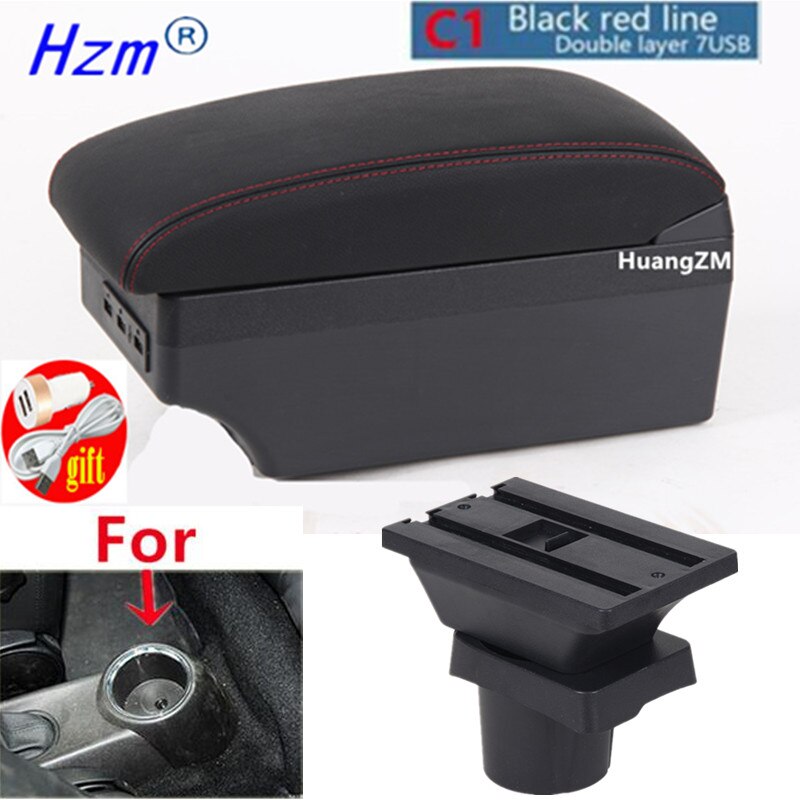 For MINI Cooper R50 R52 R53 R56 R57 R58 F55 F56 F57 Countryman R60 F60 Armrest box car accessories styling: C1 red line 7USB