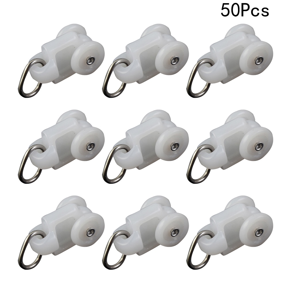 Rideaux roulants de 50 pièces | Accessoires de Rail de rideau, poulie de piste muette, crochet de boule, Rail de rideau à roulettes