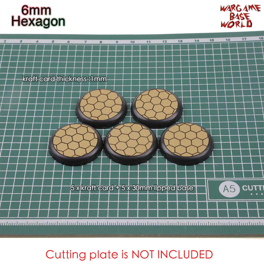 Kraft Card Texture Bases - 30mm lipped bases - Texture Bases for Warhammer: 6mmHexagon