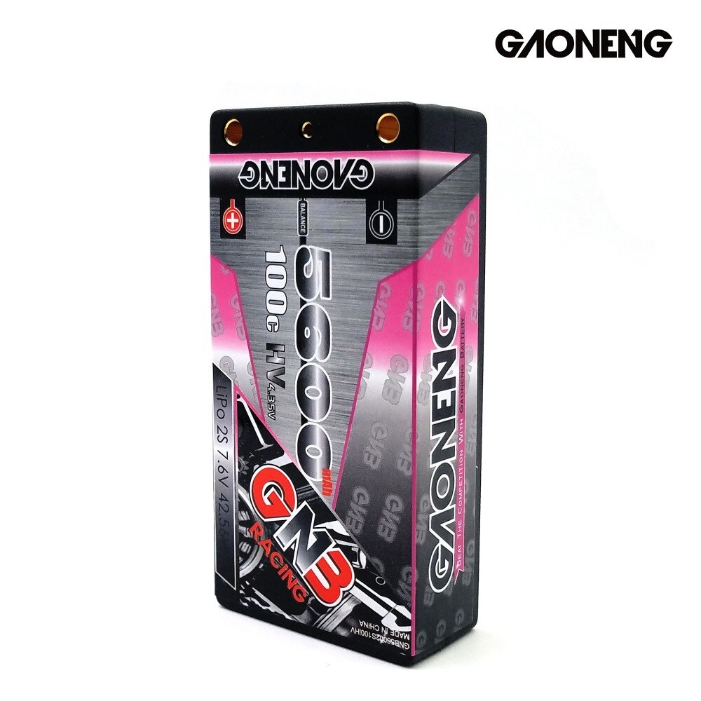 Gaoneng GNB 5600mAh 7.6V 100C/200C 2S Hardcase SHORTY LiHV LiPo accu voor 1/10 RC auto B5M 22 RB6 22T SCT Ras Auto onderdelen