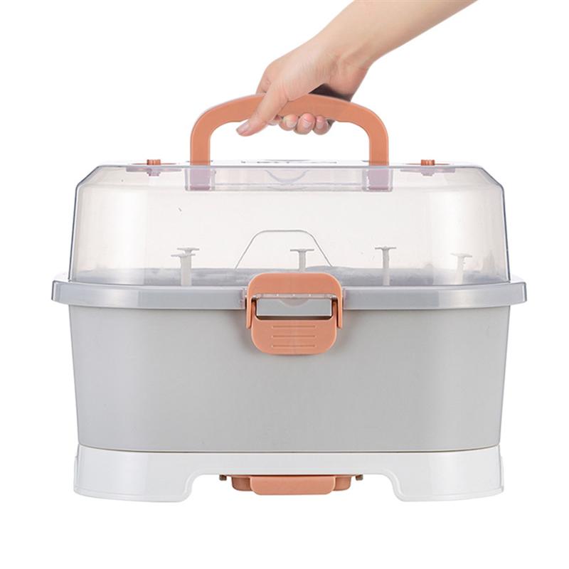 Portable Baby Milk Bottle Storage Box Drying Rack Plastic Tableware Dry Case Dustproof Feeding Storage Cupboards Container