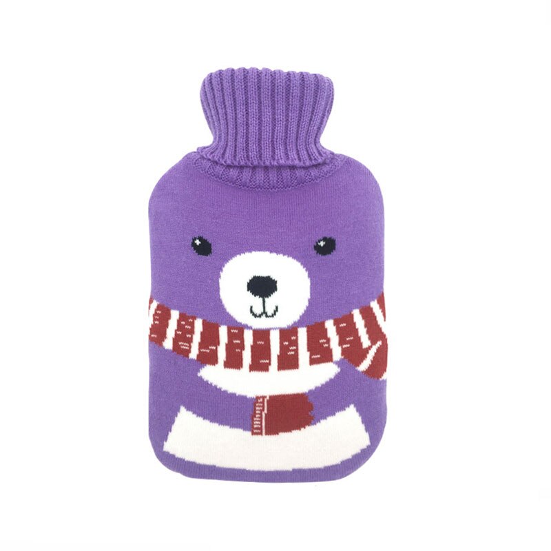 Bouteilles d'eau chaude 2000ml grand sac d'eau chaude tricoté couverture résistant au froid conservation de la chaleur produits de couverture de bouteille d'eau chaude: VIOLET