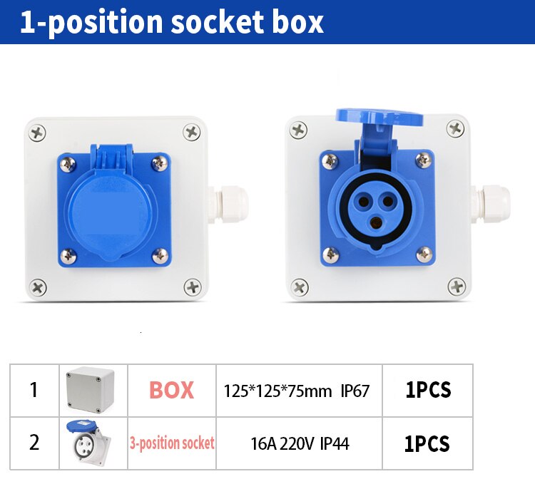 Industry Socket Distribution Box Portable Plastic Group Combine 16a 63a Waterproof Control Box 380v 220v Outdoor: 1