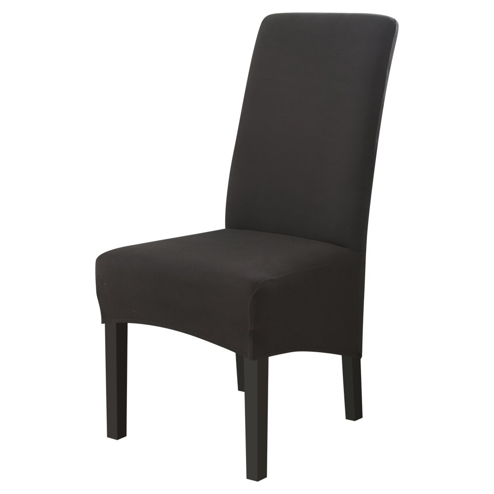 Xl storlek lång rygg rygg stolsöverdrag spandex tyg stolsöverdrag restaurang hotell fest bankett säte slipcovers: Svart