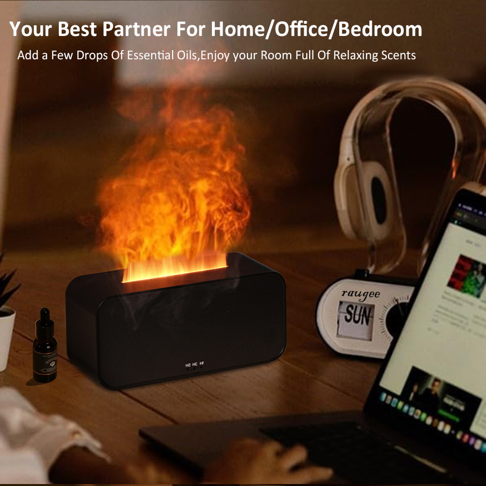 Aroma Diffuser Mini 7 Colorful Flame Air Humidifier Add Essential Oil Aromatherapy with Timing Setting for Home Bedroom Office