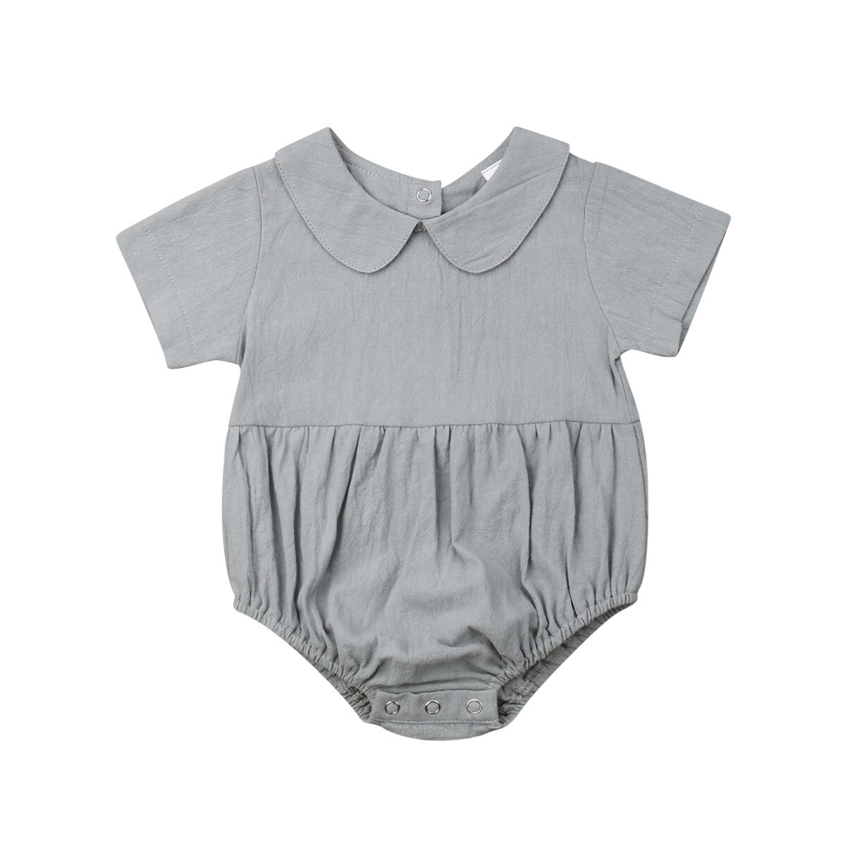 2019 nuovo Sveglio di Estate infantile Del Bambino Dei Ragazzi Delle Ragazze Body E Tutine Solido Collare Del Peter Pan di Tute E Tute Da Palestra Abiti Vestiti di Estate: Blu / 6m