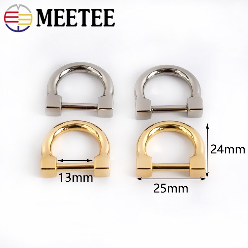 Meetee 13 x 24mm 4/10 st metall d-ring spänne väska rem spänne justerbar skruv bagage anslutning handtag krok gör det själv hårdvara tillbehör