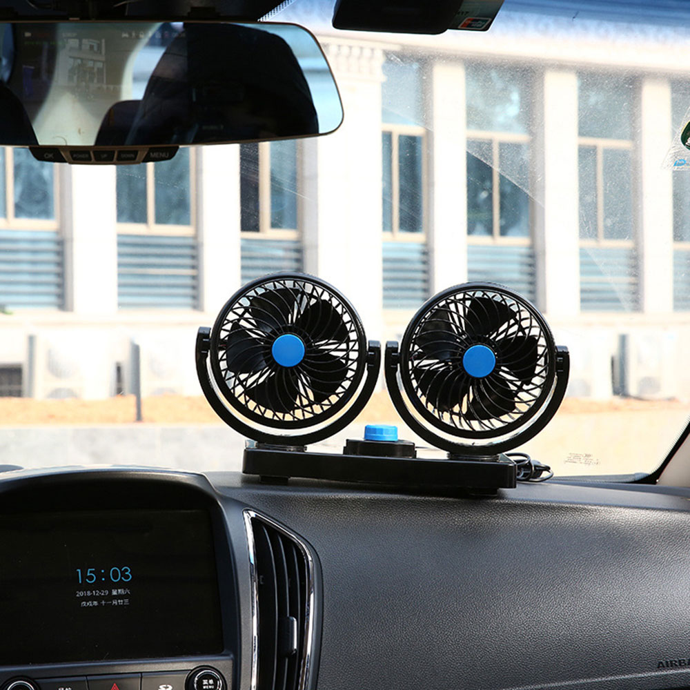 Draagbare Usb Auto Ventilator Elektrische Auto Koelventilator 360 Graden Verstelbare Dual Heads Auto Koeling Accessoires Swing Fan