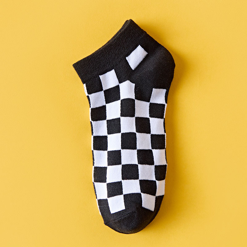 Women Socks Checkboard Harajuku Street Black White Squares Pattern Plaid Novelty Skateboard Funny Cotton Socks For Girl: Khaki