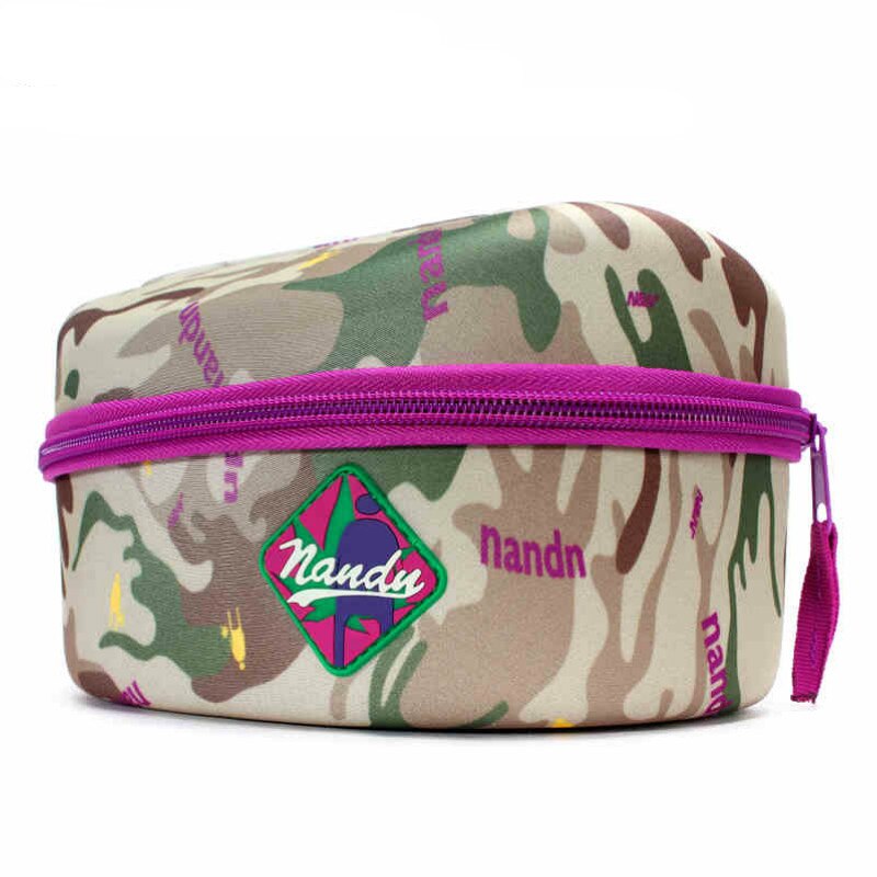 Unisex brilleæske solbriller ski snowboard briller ski briller maske spejl beskyttende hård boks 5 farver: Lilla camouflage