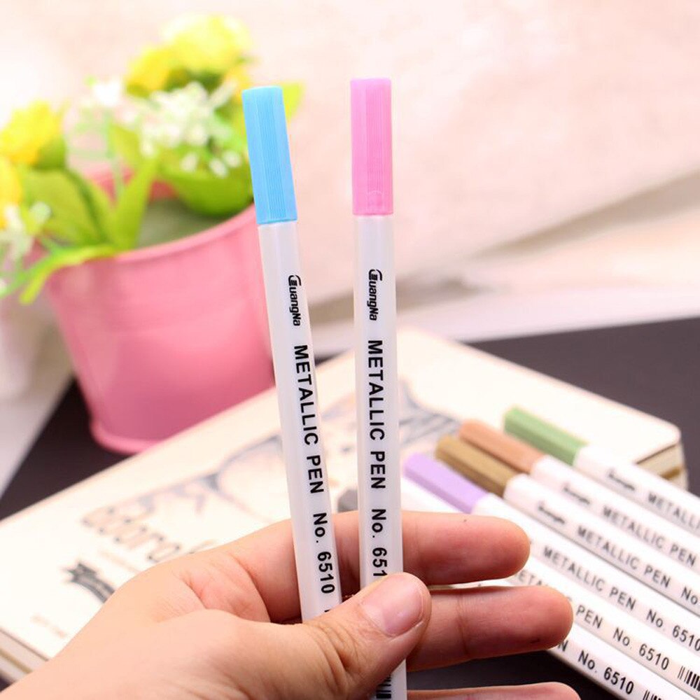 10 Kleur Metallic Potlood Set Marker Album Schets Water Kleur Marker Borstel Pen School Schilderen Vette Tekening Art Supplies