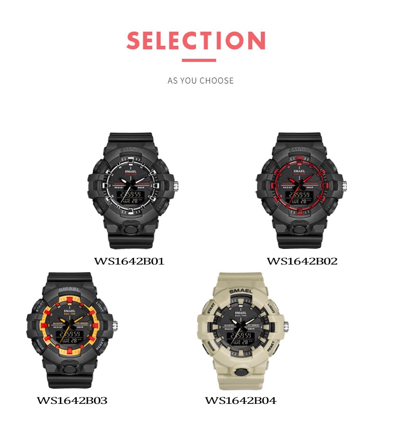 SMAEL Blue Camouflage Sports Watches Men Digital Wrist watches Man Student Quartz Electronic Dual Display Wristwatches