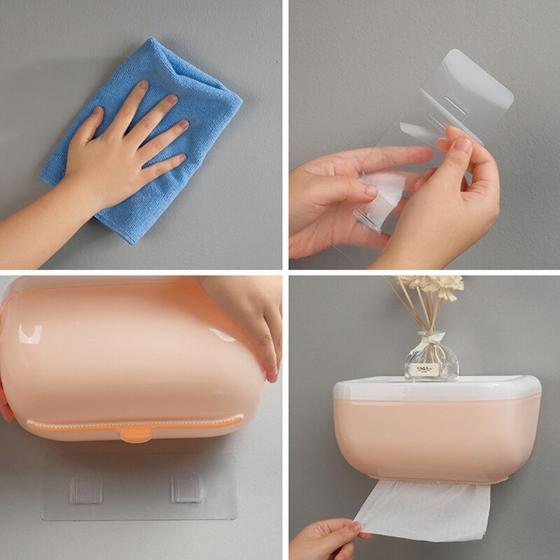 Vattentät toalettpappershållare, väggmonterad toalettpappersdispenser, mjukpapperslåda - rullepappershanddukshållare för kök, badrum
