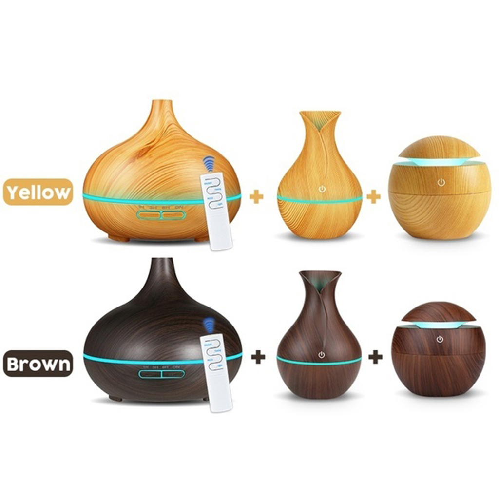 3 Stuks Stijl Led Aroma Diffuser Etherische Olie Luchtbevochtiger Aromatherapie Purifier Met Houtnerf Voor Slaapkamer Woonkamer