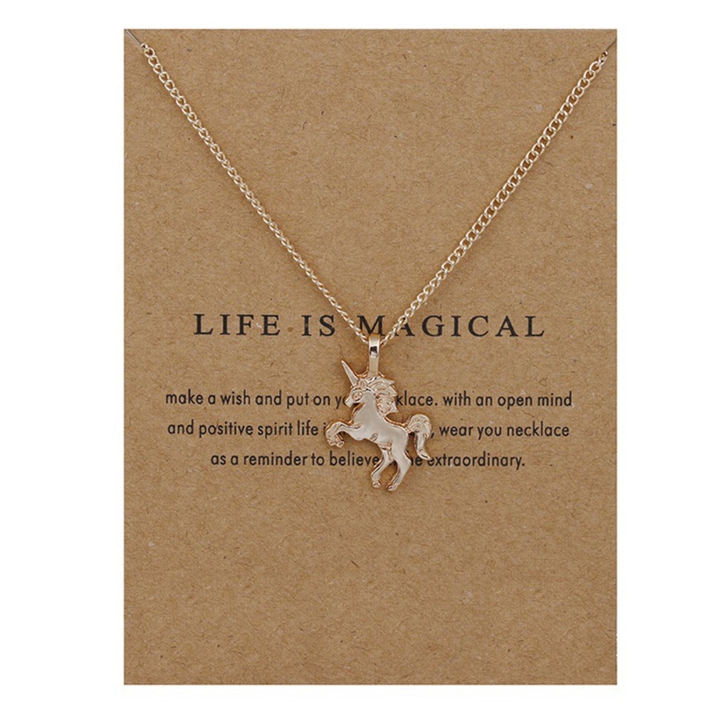 Gold Silver Unicorn Horse Alloy Clavicle Chain Ladies Jewelry Pendant Necklace Style