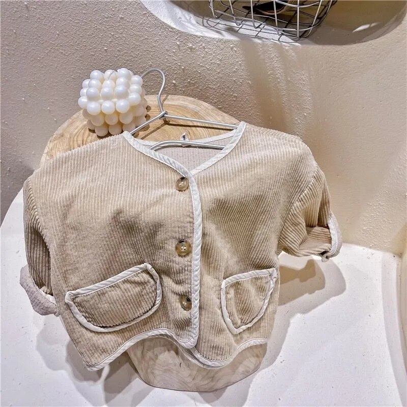 Vidmid Herfst Jongens En Meisjes Corduroy Jas Koreaanse Kinderen Lange Mouwen Enkele Breasted Western Style Leisure Jas P5360