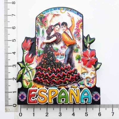 Réfrigérateur aimants Souvenirs en espagne | Réfrigérateur barcelone Madrid majorque valence séville Corvador Flamingo Girona bâtiment célèbre: Jaune clair