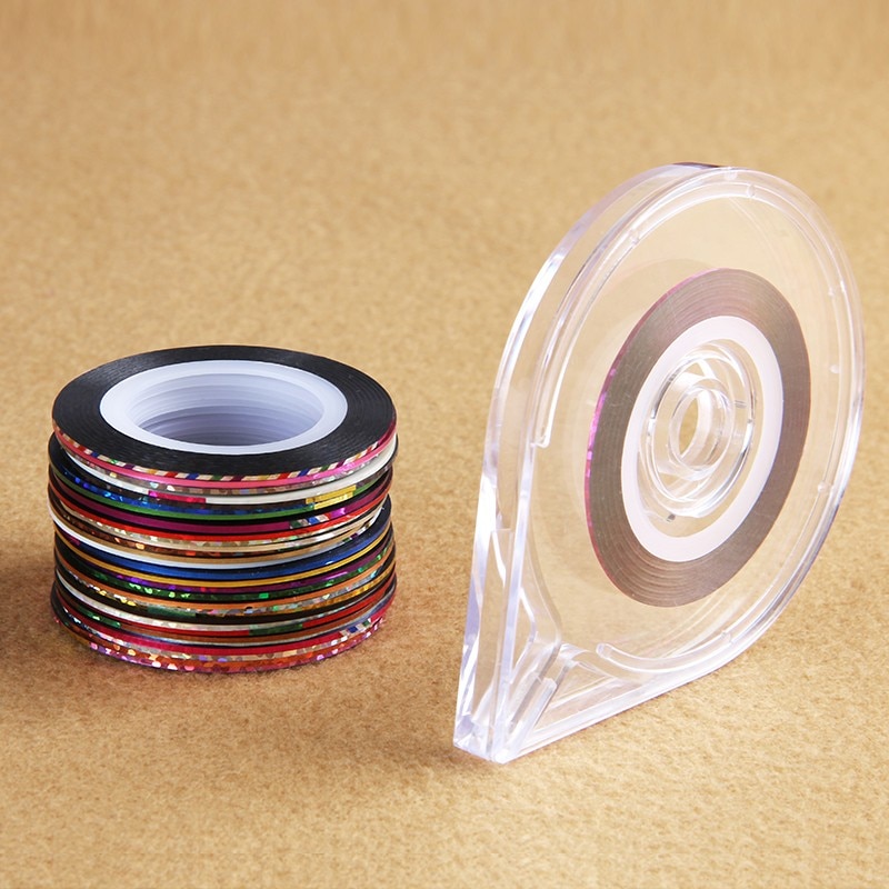 30 rolls + 1case Nail Striping Tape Line multi-color Striping Stickers Nail Art Decoratie Manicure DIY tips