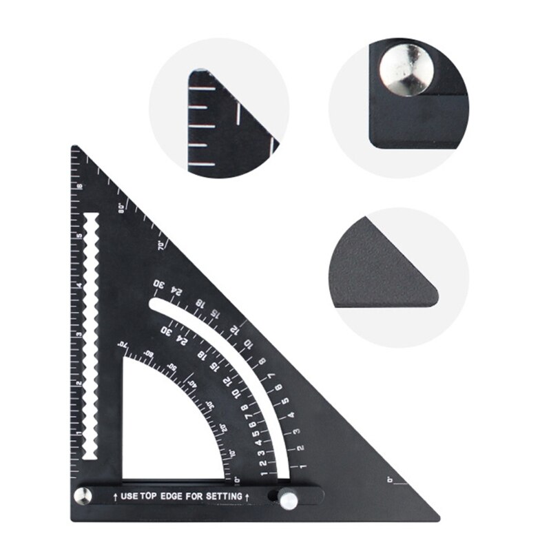 45+90 Degree WoodWorking Ruler Triangle Rule Thickening Angle Rule Carpenter Measuring Measure Tool with Gauge and Ruler