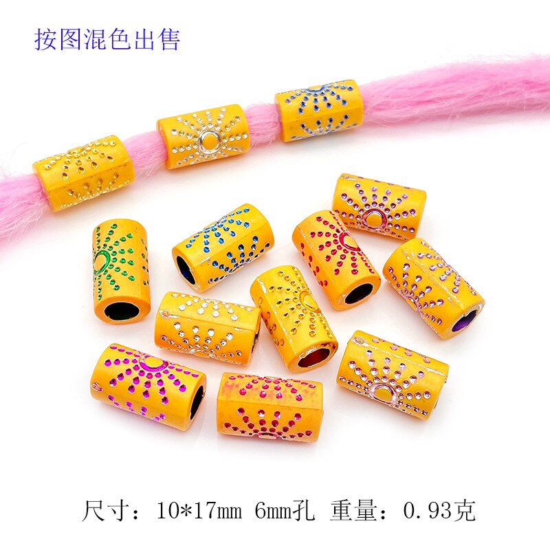 20 Stks/zak 14 Stijl Kleurrijke Big Hole Vintage Geschilderd Plastic Kralen Afrikaanse Haar Ringen Reggae Gevlochten Dreadlock Accessoires: L540-11