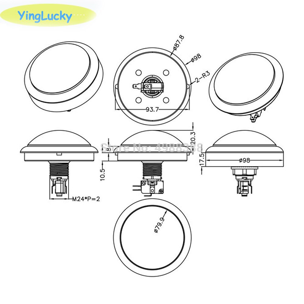 5 pcs 100mm Push Button Arcade Button Start LED button Led Micro Switch Momentary Illuminated 12v Power Button Switch