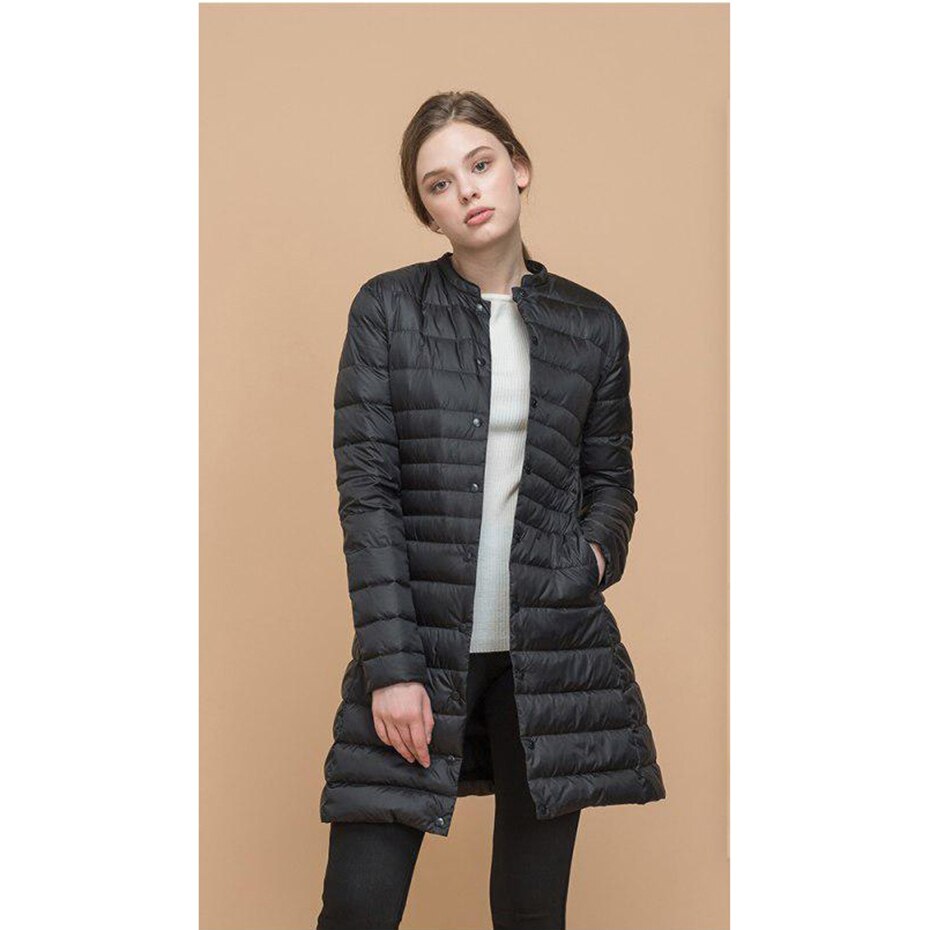 ZOGAA Vrouw Winter Gewatteerde Warme Parka Ultra Light Duck Down Jassen Lange Overjas Slim Fit Solid Jassen Draagbare Parka